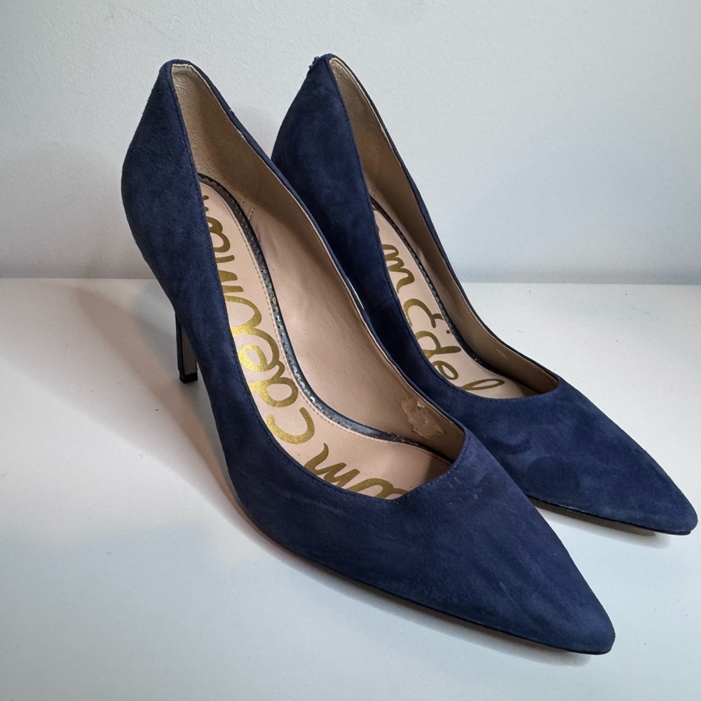 Sam Edelman Deep Blue Suede Heels Size 8